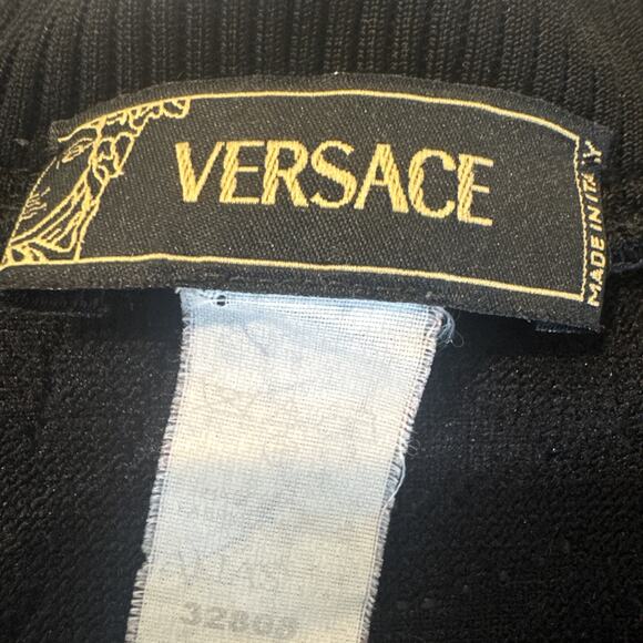 Versace Vintage, Black, Long Sleeve Plunge V-neck, Blouse Women - Picture 6 of 13